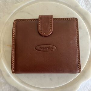 Valentini Soft Leather Wallet Bifold Coin Cards Snap EUC Slim